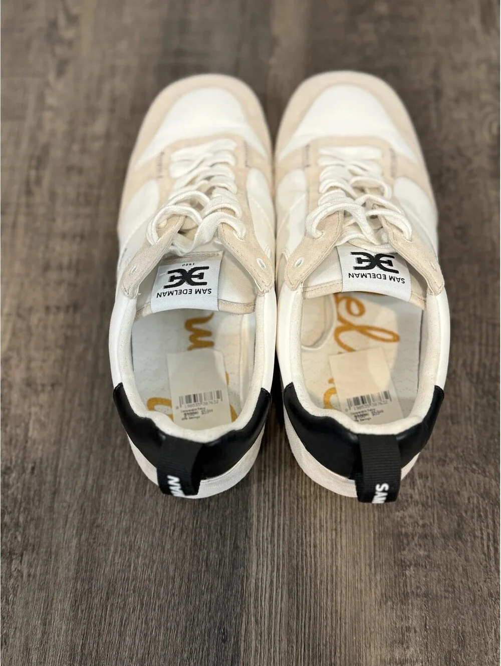 Sam Edelman Zaria Sneakers Women’s 9m White Beige Suede Retro Runner Brand NWOB
